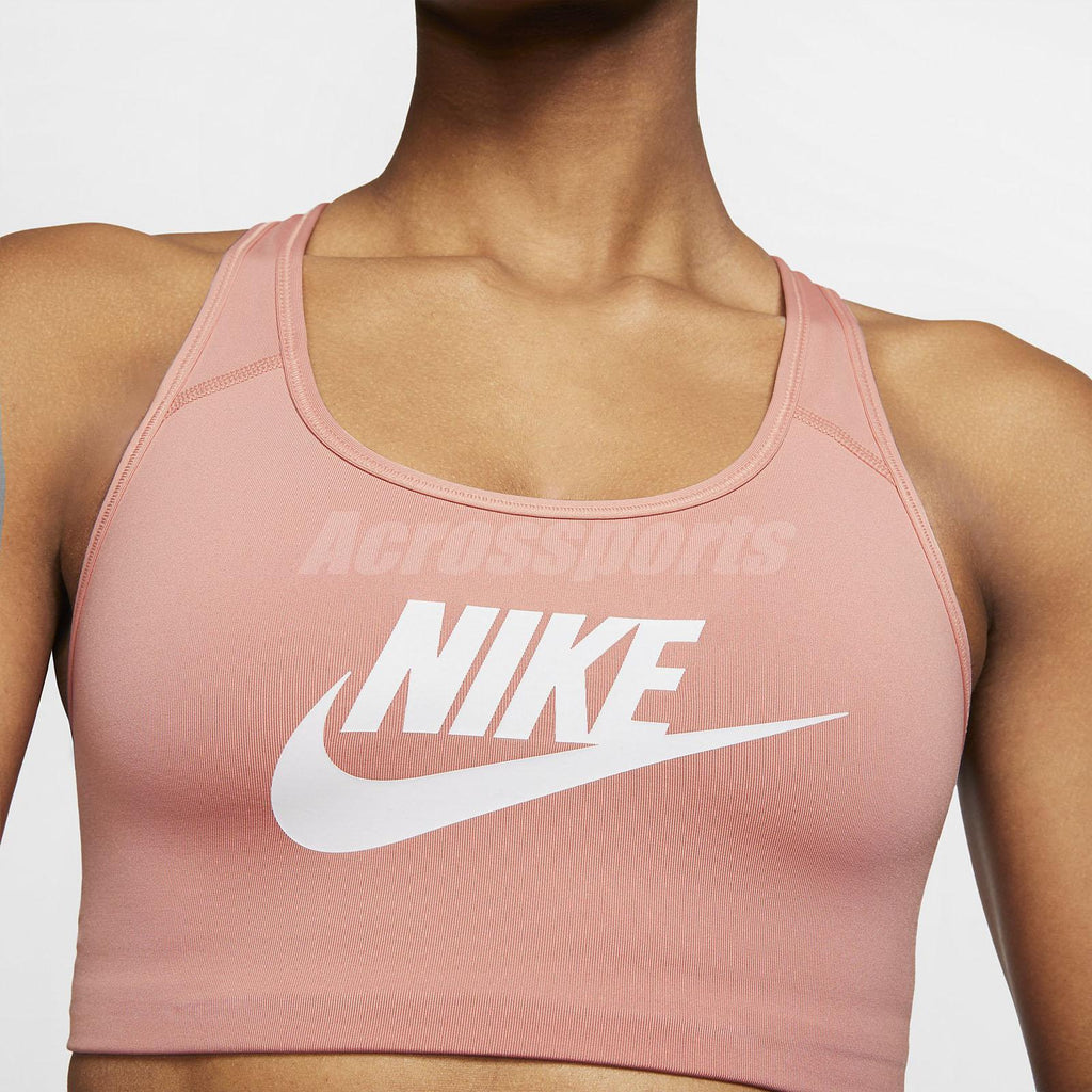 Nike Women Classic Swoosh Futura Sports Bra Medium Support Gym Pink